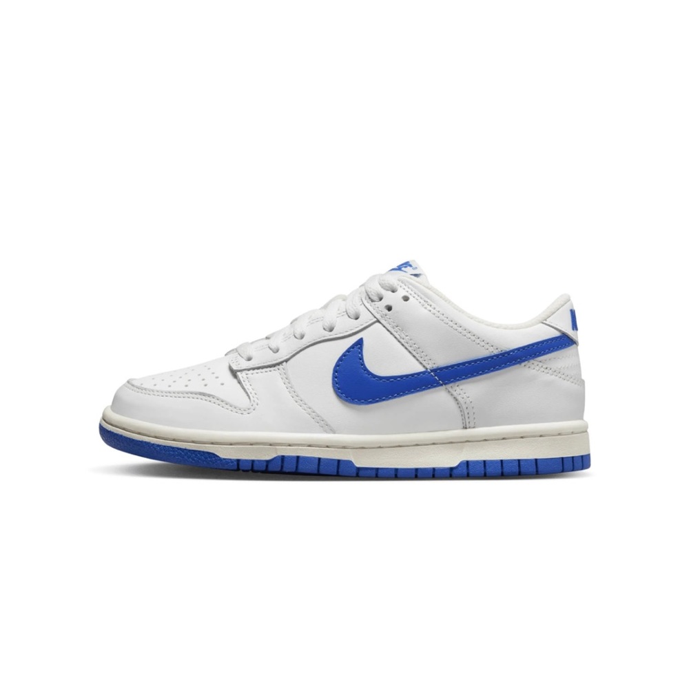 Nike Dunks Size 4.5 Y. New in Box. White, Grey, Royal Blue.